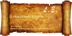 Lokaicsek Ervin névjegykártya